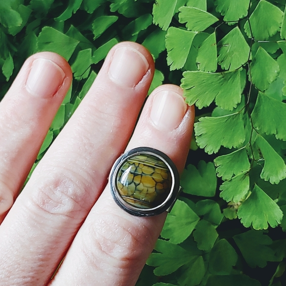 *SOLD* Dragon Scale Banded Agate Ring - Issabeau Jewelry One of a Kind - Picture 4 of 12